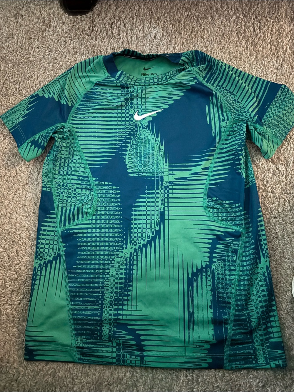 Nike Boy’s Green and Teal Short-Sleeve dry fit short and shirt